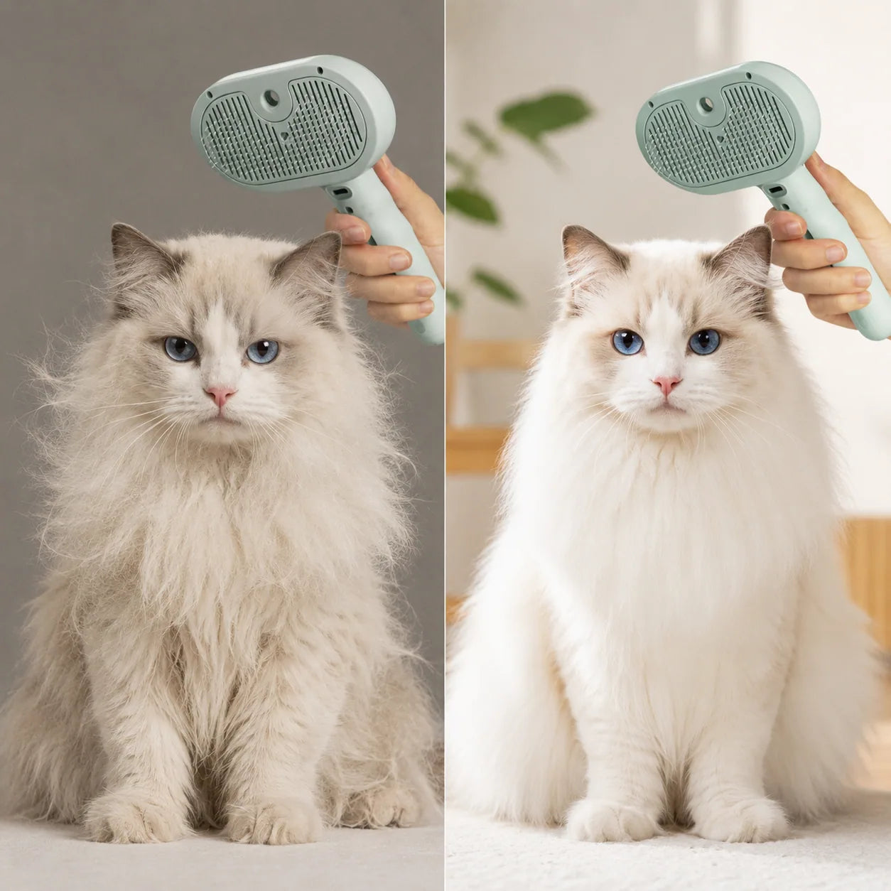 Foxiora SteamGroom Pro before and after grooming result