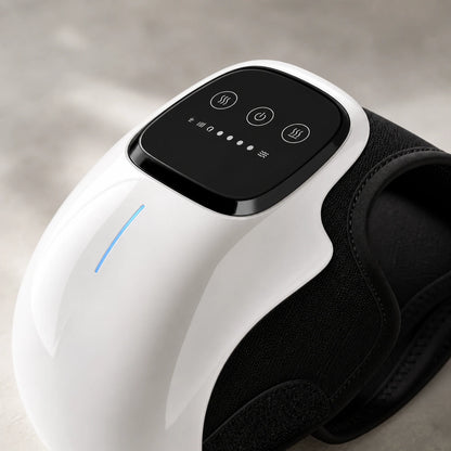 Close-up of Foxiora electric knee massager control panel and wrap material